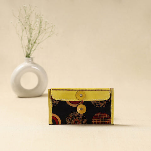 Handcrafted Kutch Embroidery Leather Ajrakh Clutch / Wallet 08