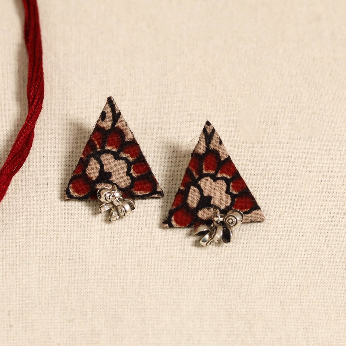 Maroon - handmade fabart shell necklace set 22 - handcrafted