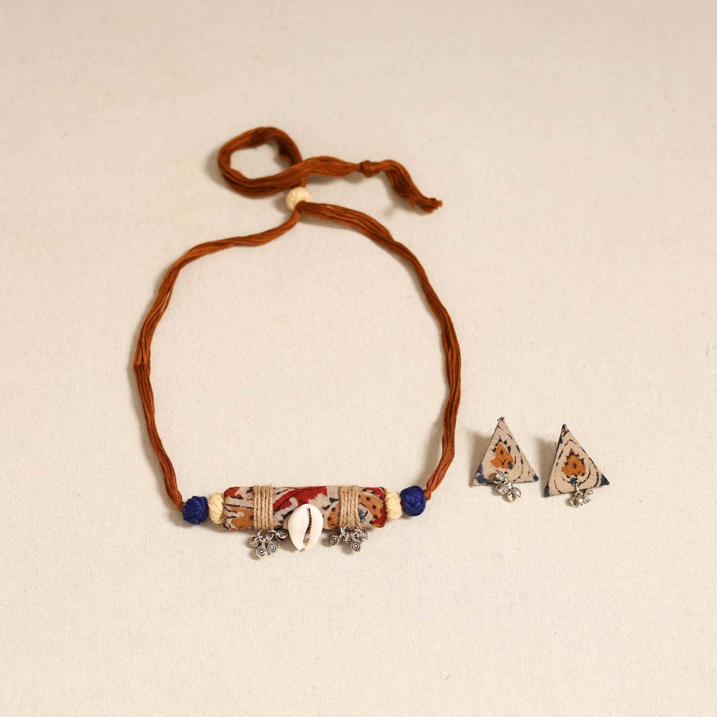 Brown - handmade fabart shell necklace set 23 - handcrafted