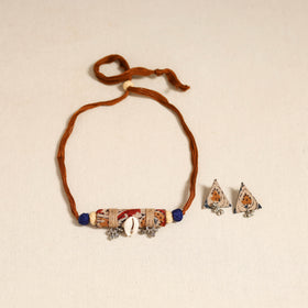 Brown - handmade fabart shell necklace set 23 - handcrafted