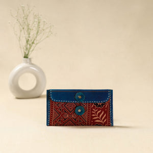 Handcrafted Kutch Embroidery Leather Ajrakh Clutch / Wallet 09