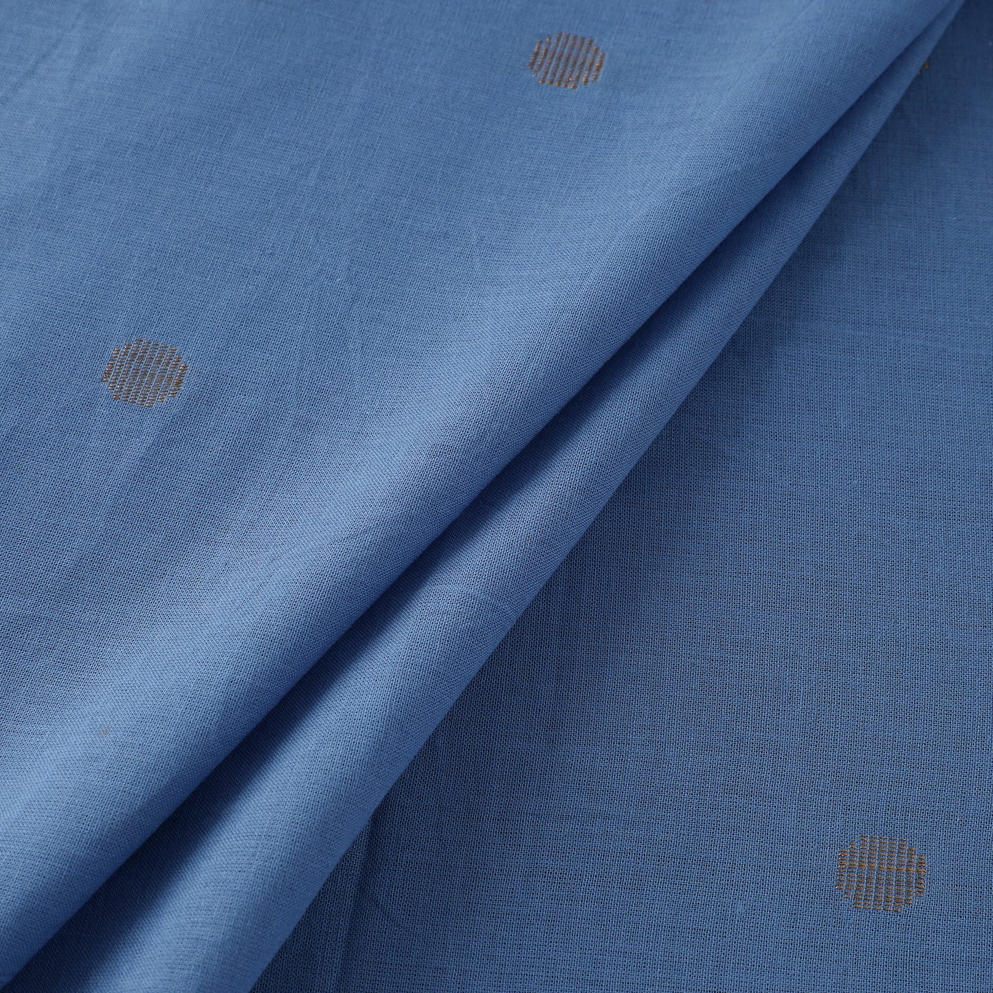 Blue - Prewashed Cotton Jacquard Fabric with Zari Border 02