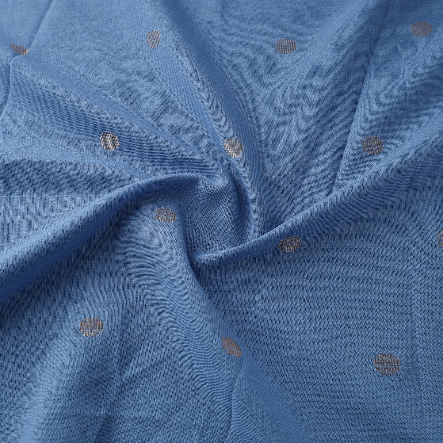 Blue - Prewashed Cotton Jacquard Fabric with Zari Border 02