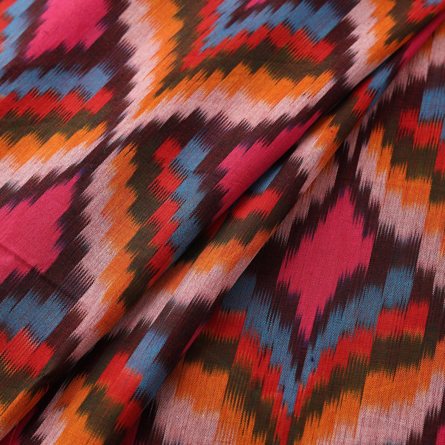 Red - Pochampally Central Asian Ikat Pure Cotton Fabric 01