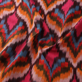 Red - Pochampally Central Asian Ikat Pure Cotton Fabric 01