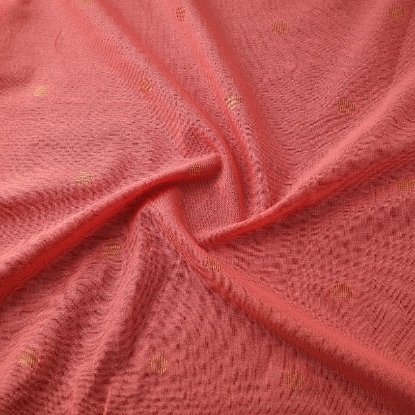 Peach - Prewashed Cotton Jacquard Fabric with Zari Border 04