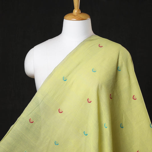 Yellow - Godavari Jamdani Mughal Flower Thread Buta Handloom Cotton Fabric