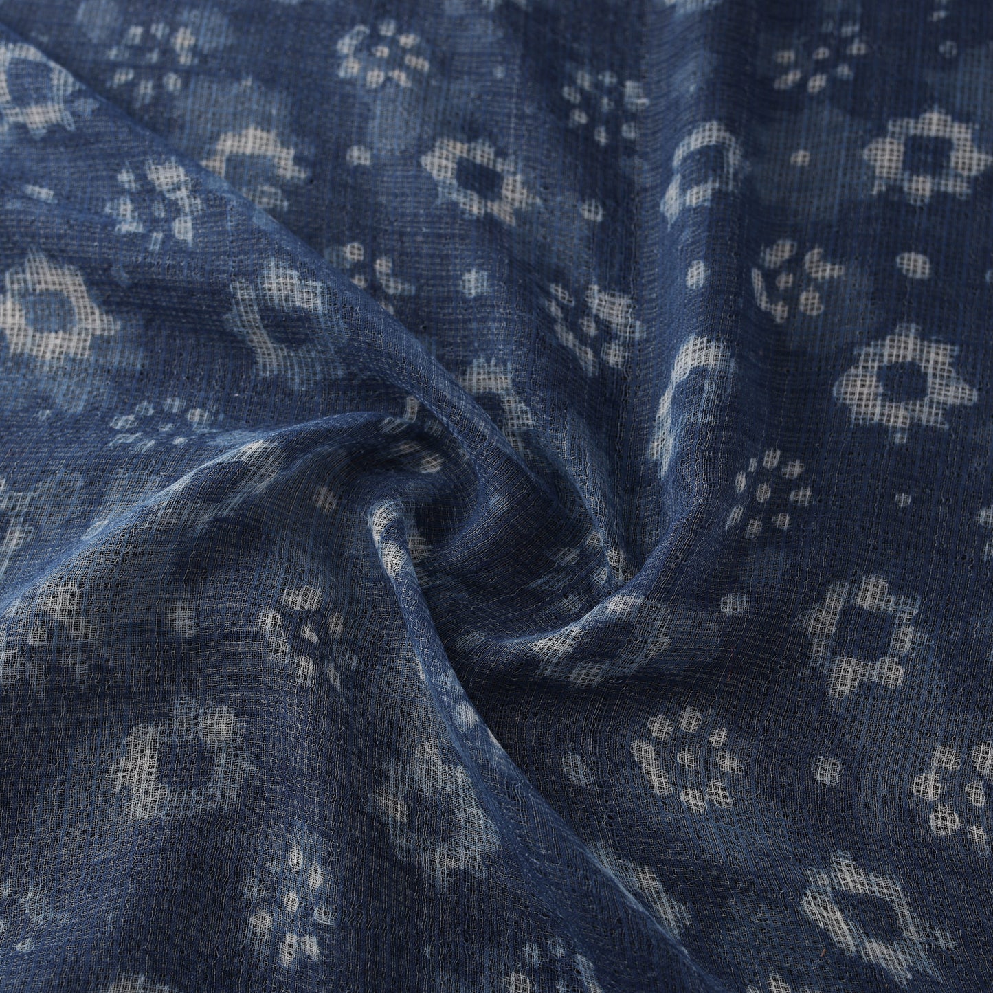 Bagru Indigo Hand Block Print Kota Doria Natural Dyed Cotton Fabric 01