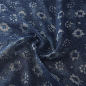 Bagru Indigo Hand Block Print Kota Doria Natural Dyed Cotton Fabric 01