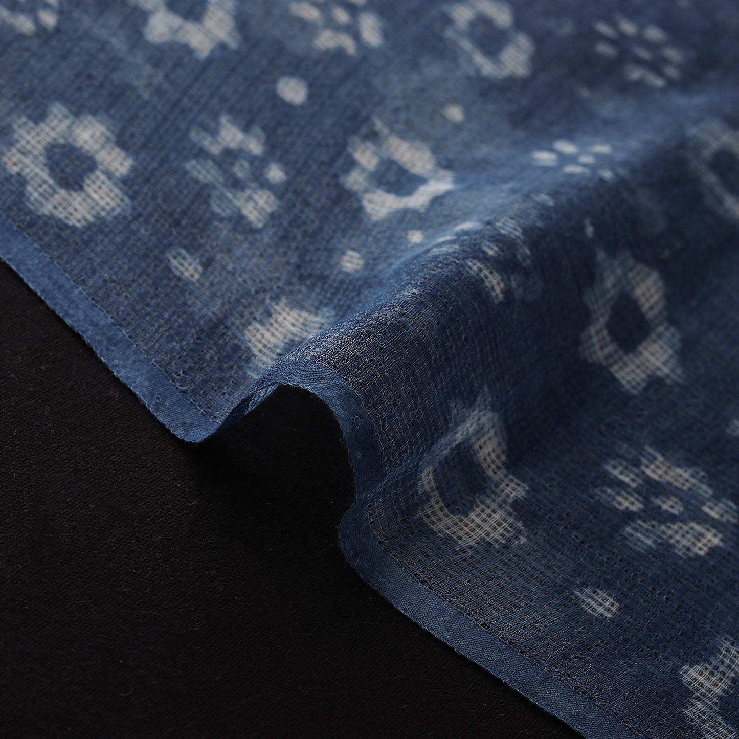 Bagru Indigo Hand Block Print Kota Doria Natural Dyed Cotton Fabric 01