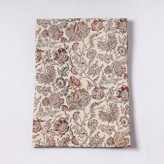 Beige - Pedana Kalamkari Block Printed Cotton Precut Fabric (2 meter) 37