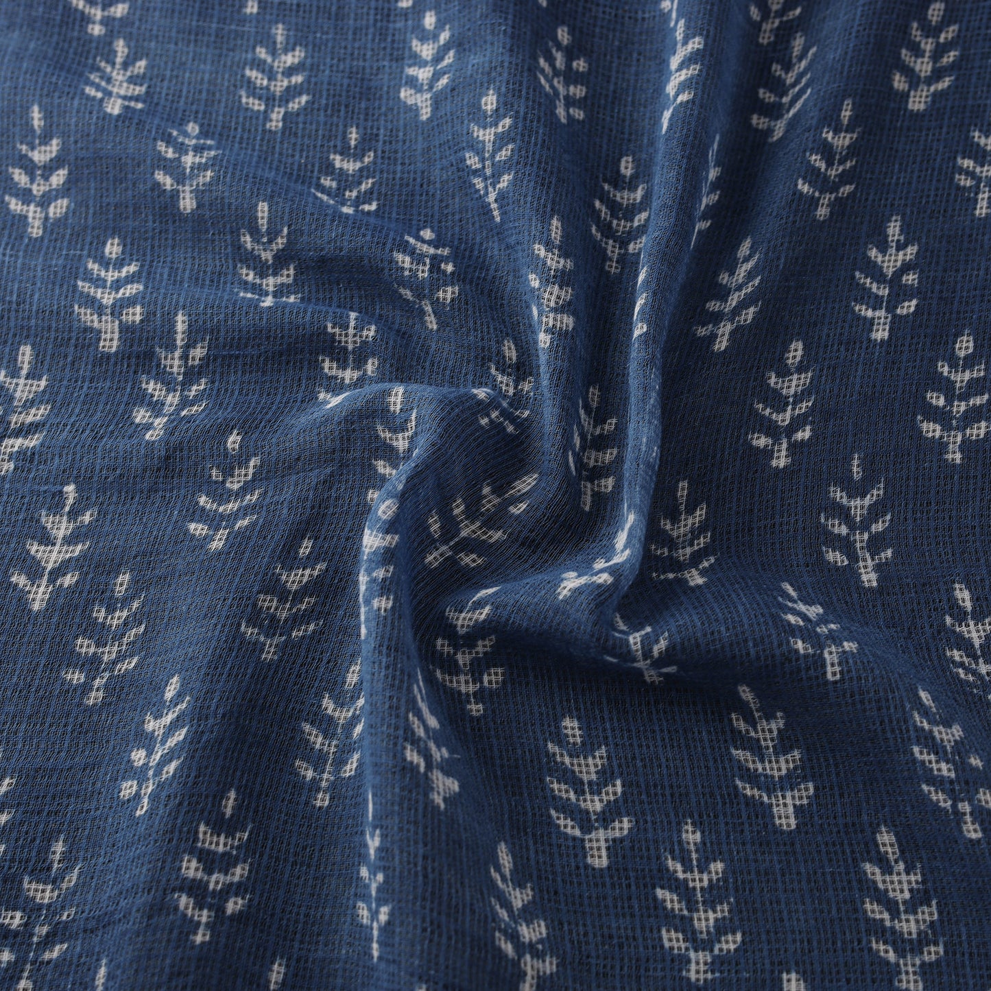 Bagru Indigo Hand Block Print Kota Doria Natural Dyed Cotton Fabric 02