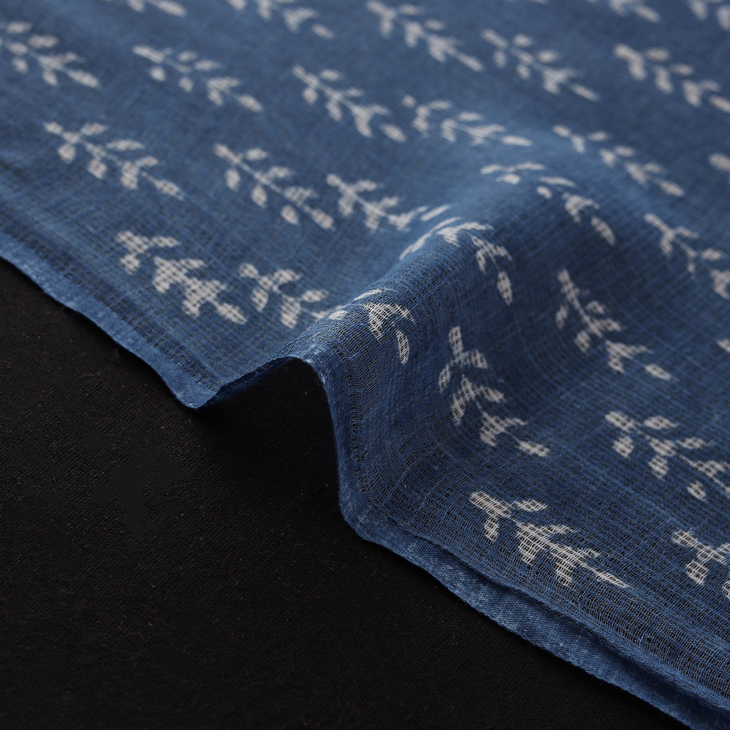 Bagru Indigo Hand Block Print Kota Doria Natural Dyed Cotton Fabric 02