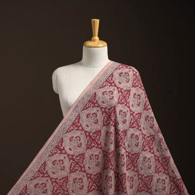 Red - pure wool handloom natural dyed bagh fabric 06