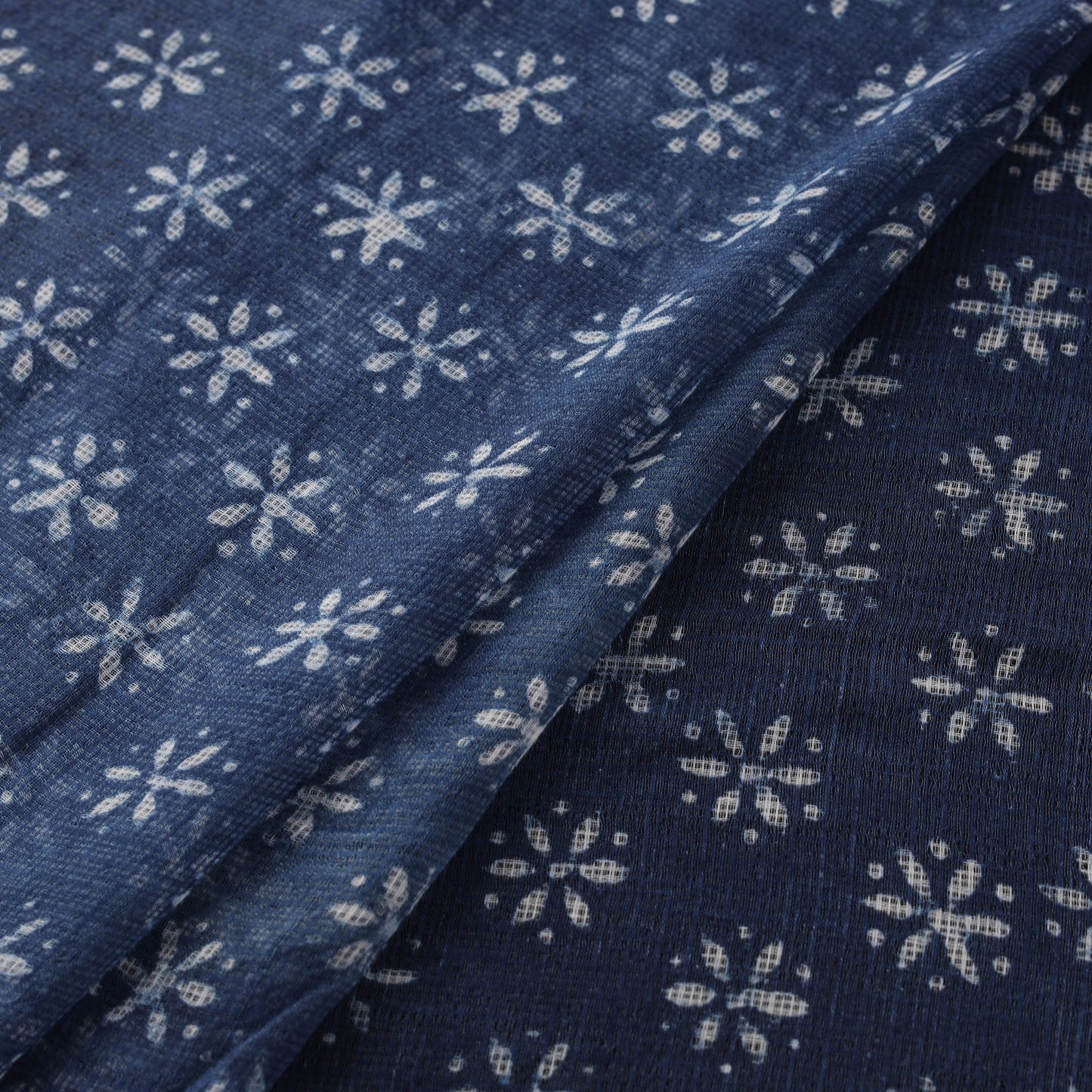 Bagru Indigo Hand Block Print Kota Doria Natural Dyed Cotton Fabric 03