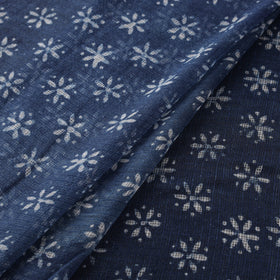 Bagru Indigo Hand Block Print Kota Doria Natural Dyed Cotton Fabric 03