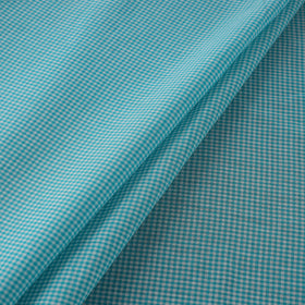 Blue - Prewashed Cotton Jacquard Checks Fabric 07