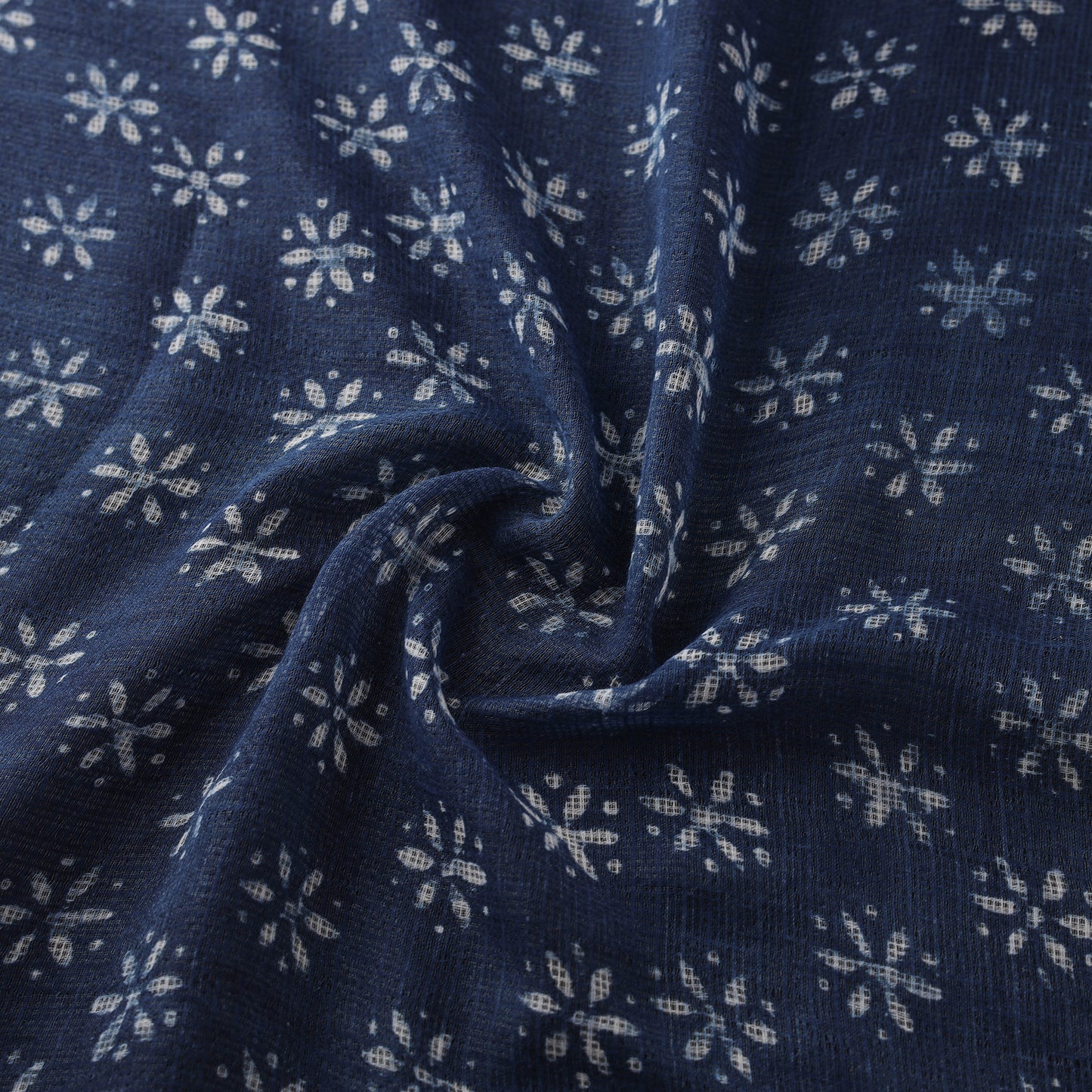 Bagru Indigo Hand Block Print Kota Doria Natural Dyed Cotton Fabric 03