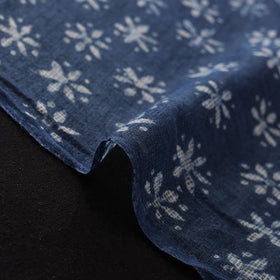 Bagru Indigo Hand Block Print Kota Doria Natural Dyed Cotton Fabric 03