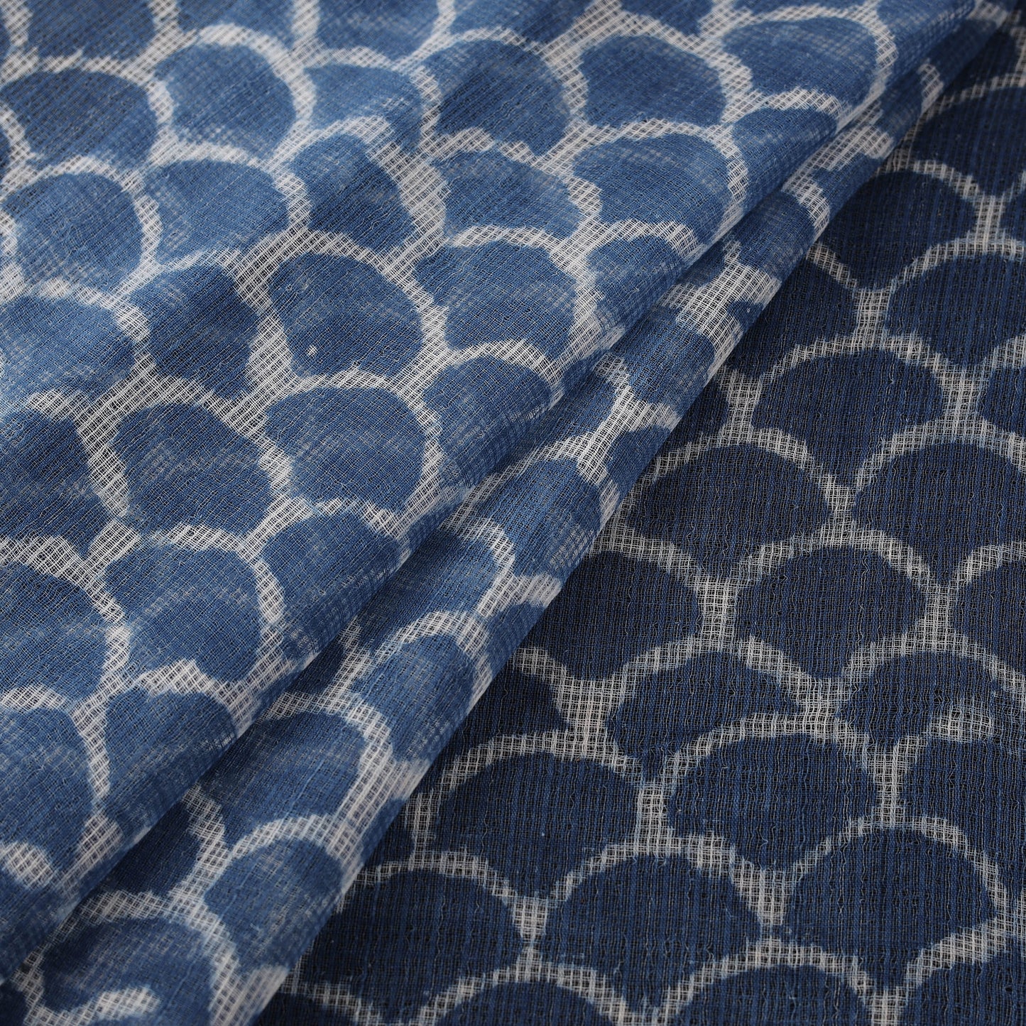 Bagru Indigo Hand Block Print Kota Doria Natural Dyed Cotton Fabric 04
