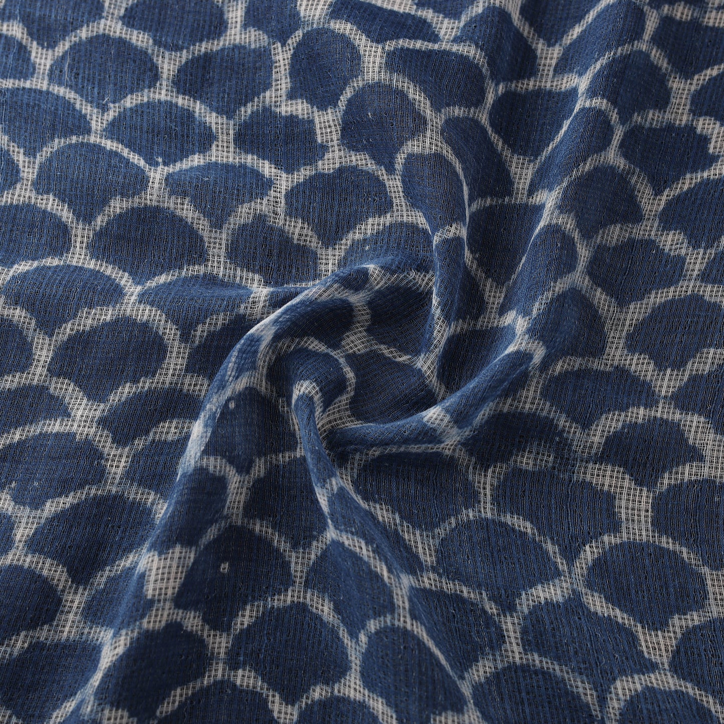Bagru Indigo Hand Block Print Kota Doria Natural Dyed Cotton Fabric 04