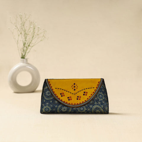 Handcrafted Kutch Ajrakh Flap Leather Clutch / Wallet 15