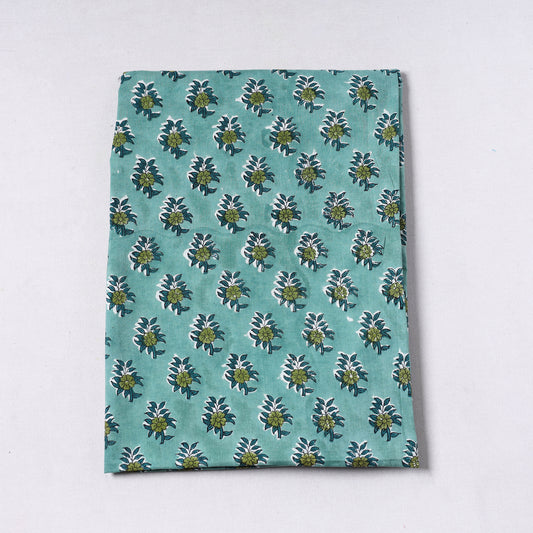 Green - Sanganeri Block Printed Cotton Precut Fabric (1.5 meter) 42