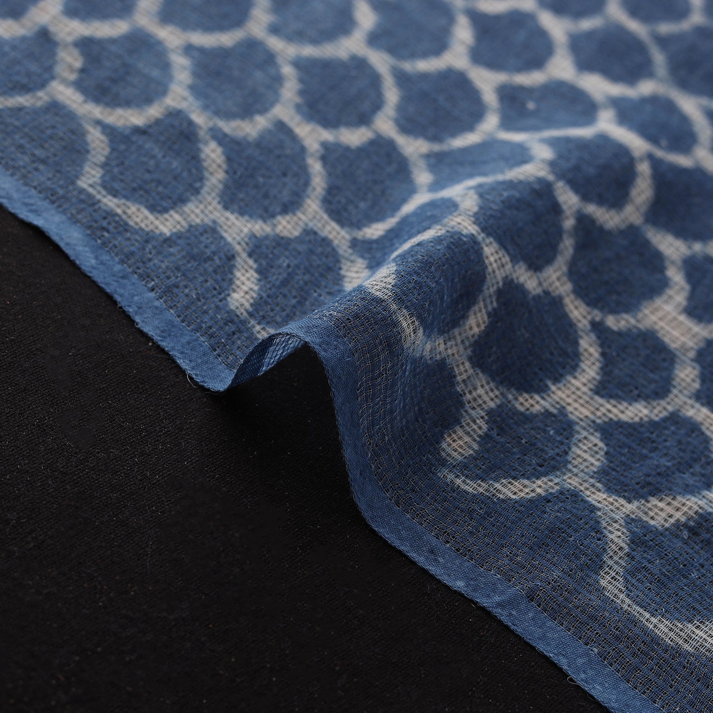 Bagru Indigo Hand Block Print Kota Doria Natural Dyed Cotton Fabric 04