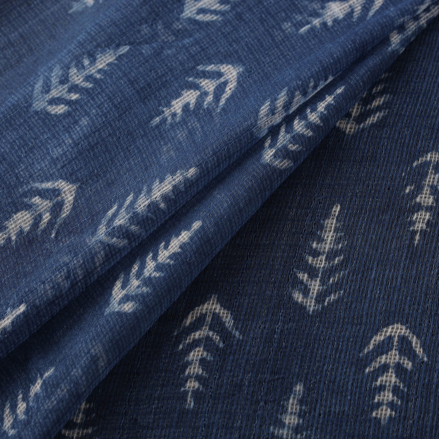 Bagru Indigo Hand Block Print Kota Doria Natural Dyed Cotton Fabric 05