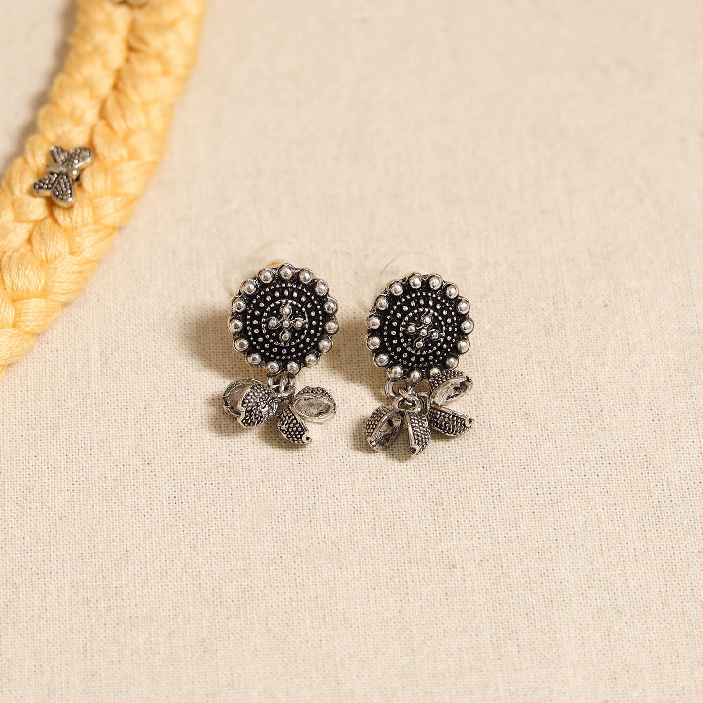 Yellow - german silver thread braided necklace set 33