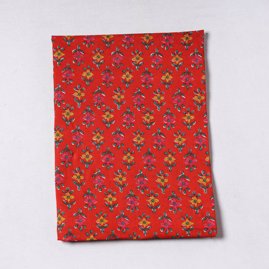 Red - Sanganeri Block Printed Cotton Precut Fabric (1 meter) 43