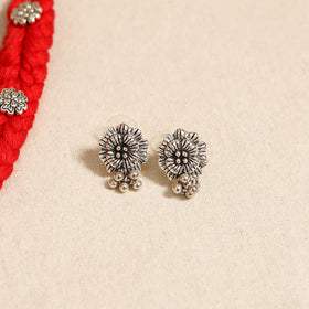 Red - german silver thread braided necklace set 34