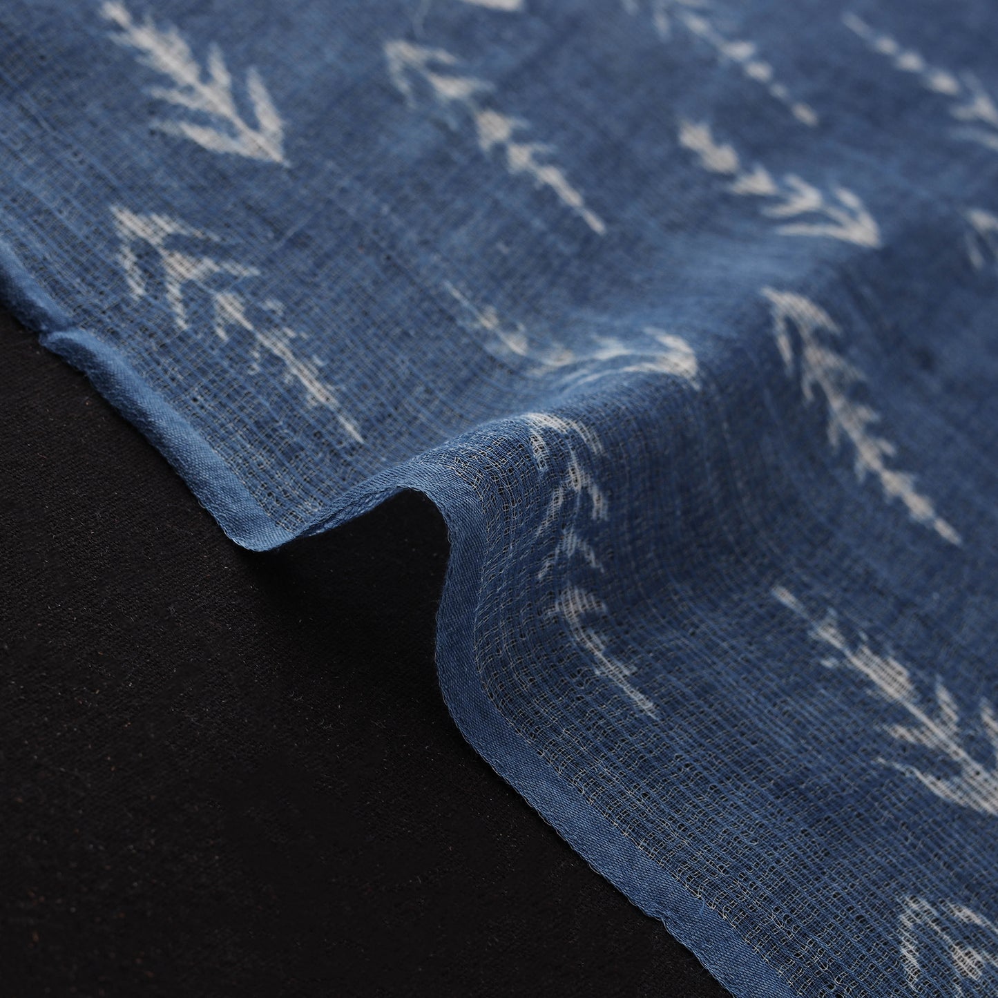 Bagru Indigo Hand Block Print Kota Doria Natural Dyed Cotton Fabric 05