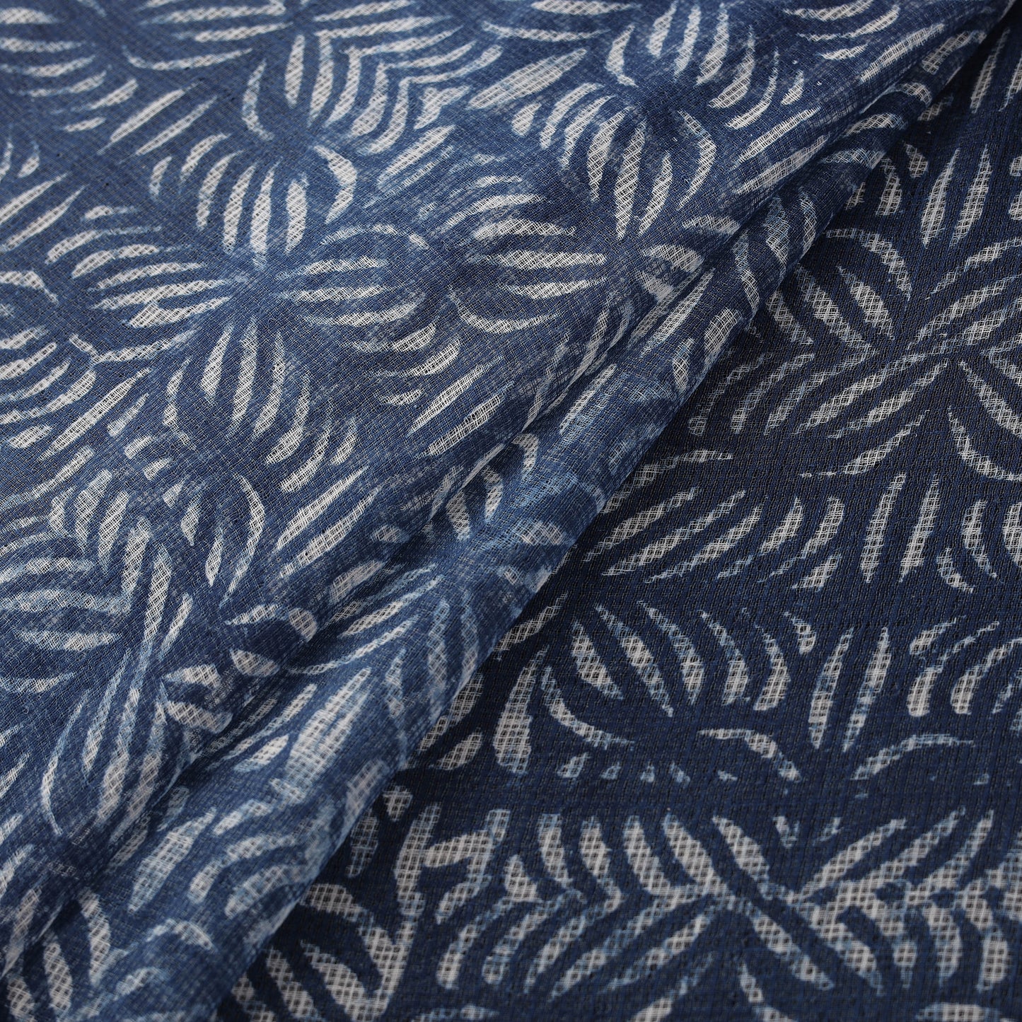 Bagru Indigo Hand Block Print Kota Doria Natural Dyed Cotton Fabric 06