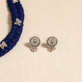 Blue - german silver thread braided necklace set 35