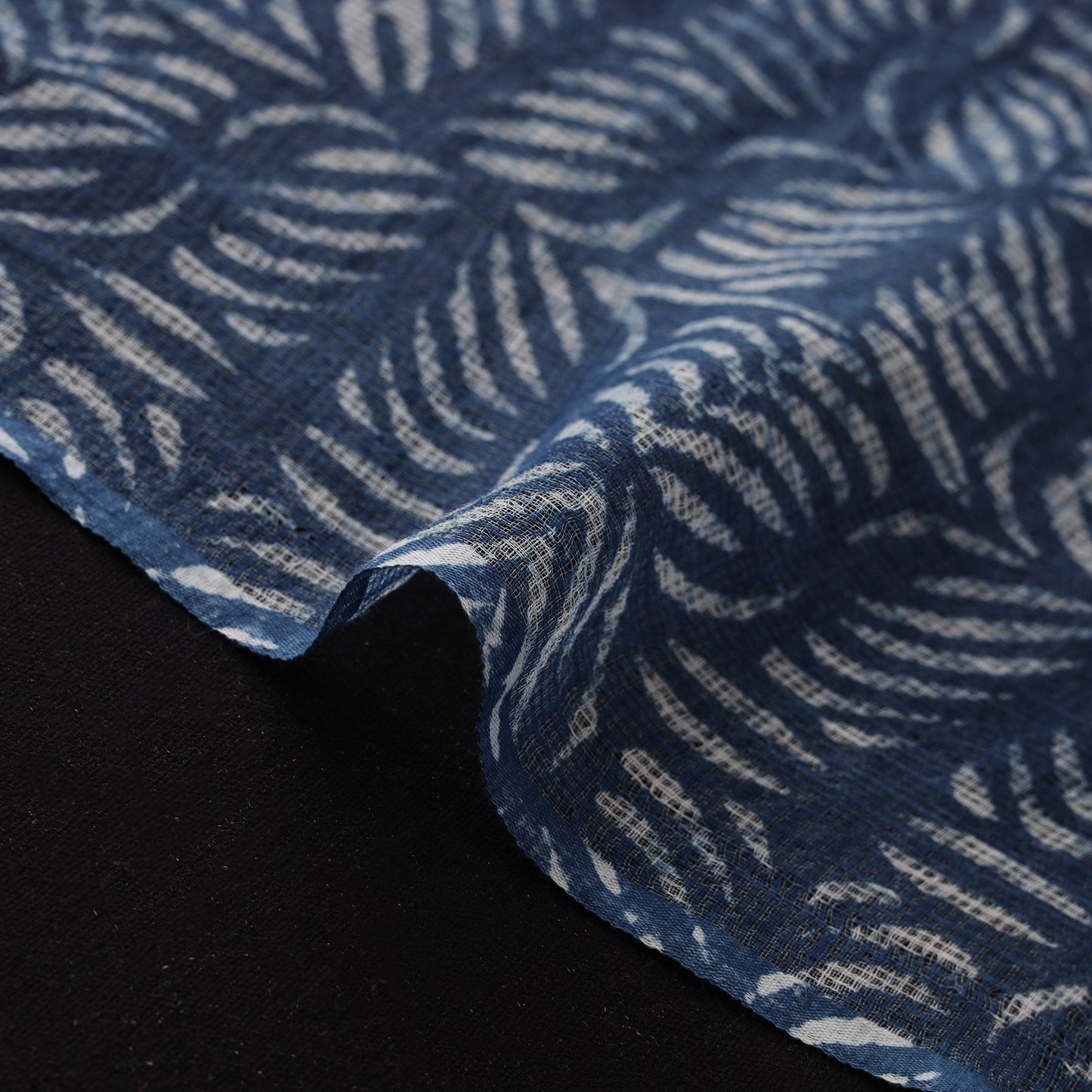 Bagru Indigo Hand Block Print Kota Doria Natural Dyed Cotton Fabric 06