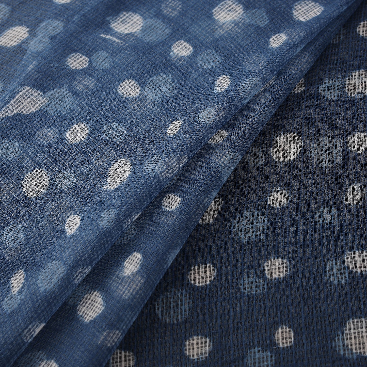 Bagru Indigo Hand Block Print Kota Doria Natural Dyed Cotton Fabric 07