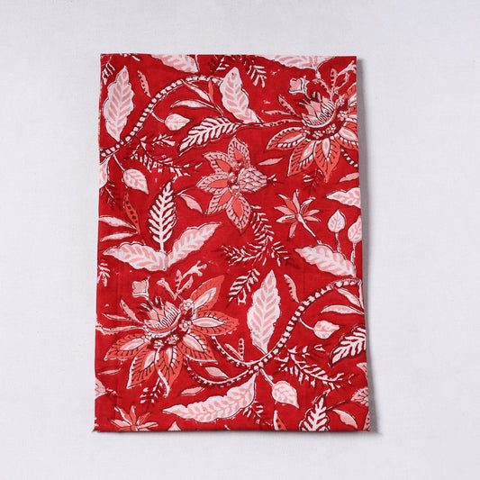 Red - Sanganeri Block Printed Cotton Precut Fabric (0.8 meter) 46
