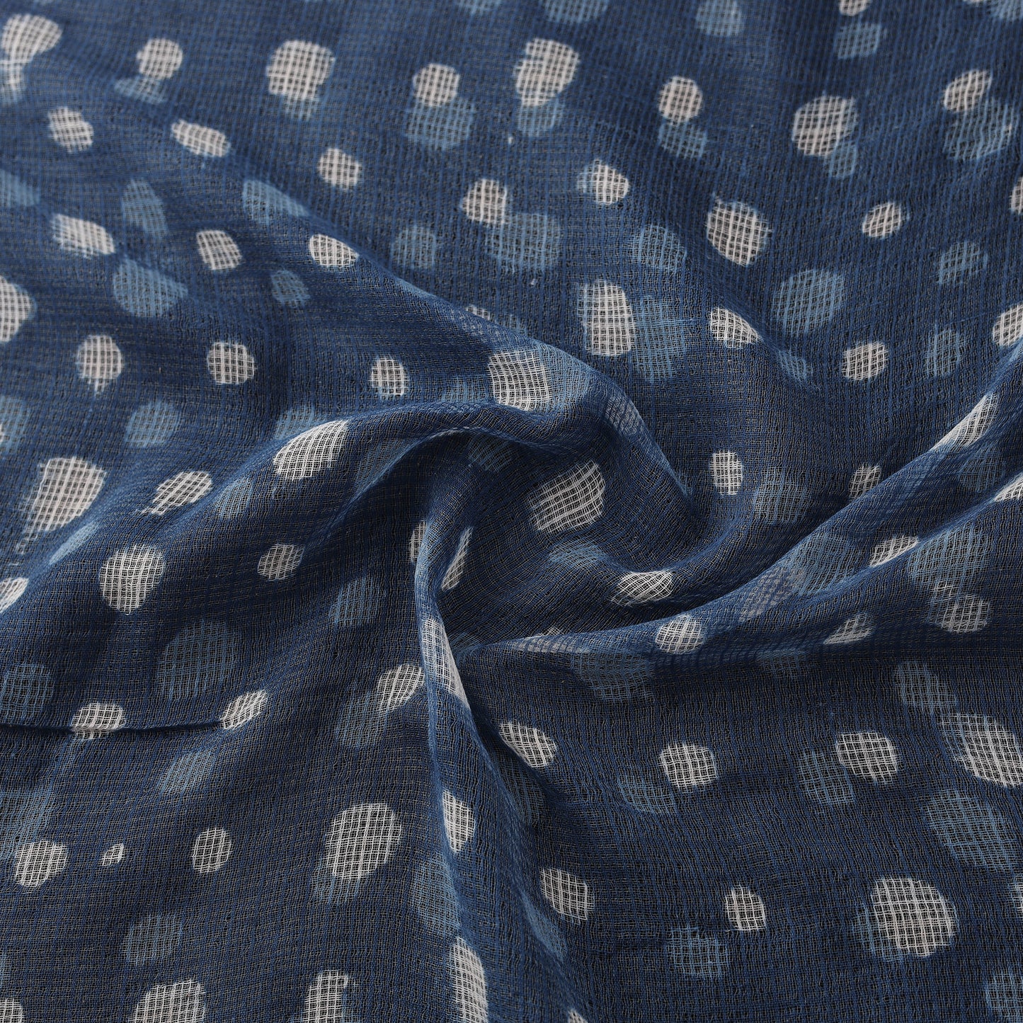 Bagru Indigo Hand Block Print Kota Doria Natural Dyed Cotton Fabric 07
