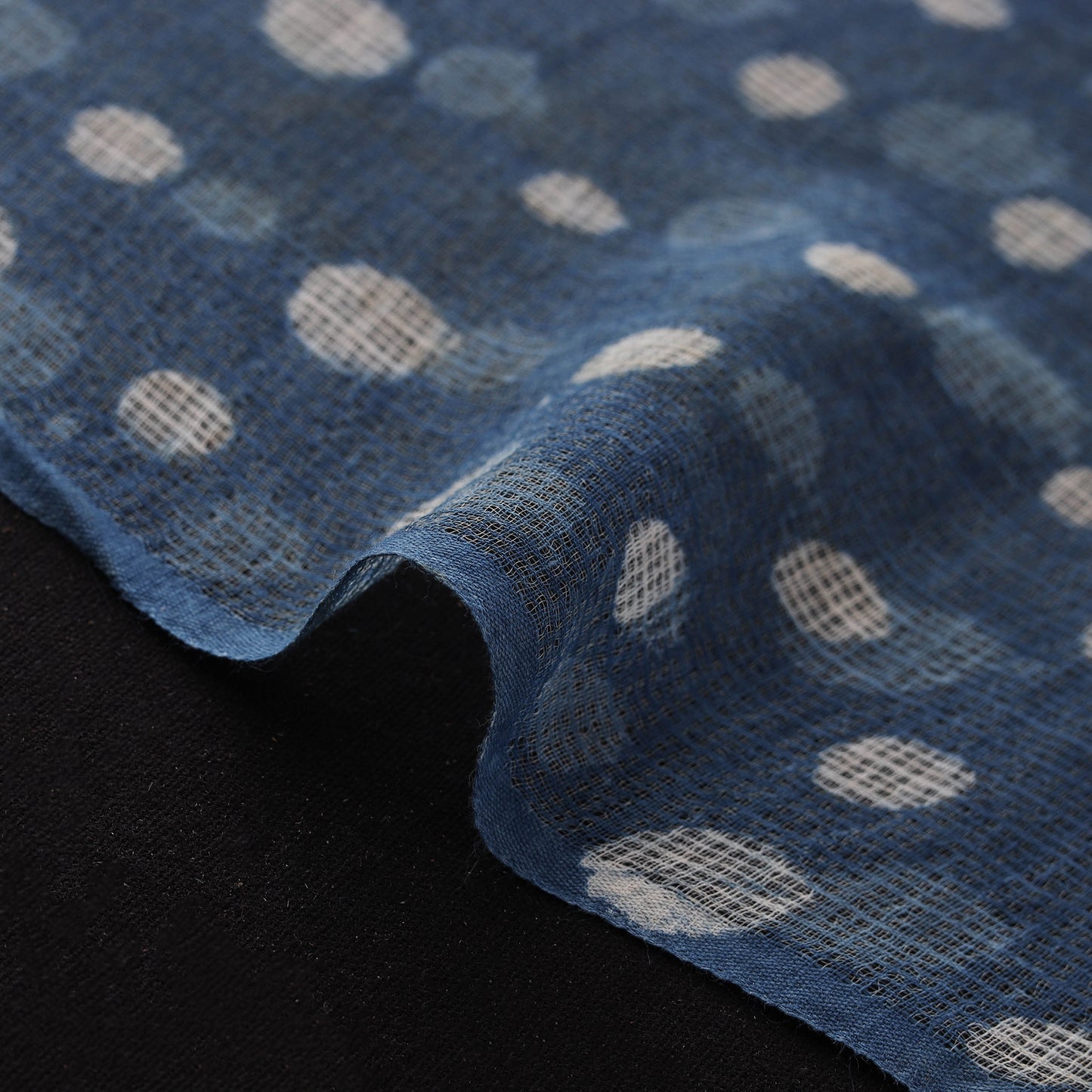 Bagru Indigo Hand Block Print Kota Doria Natural Dyed Cotton Fabric 07