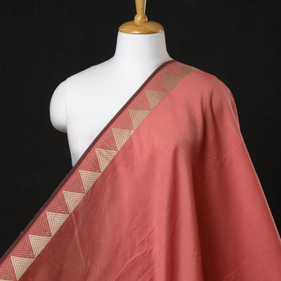Pink - Maheshwari Silk Cotton Handloom Fabric with Woven Border