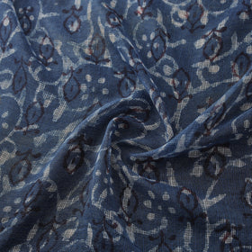 Bagru Indigo Hand Block Print Kota Doria Natural Dyed Cotton Fabric 08