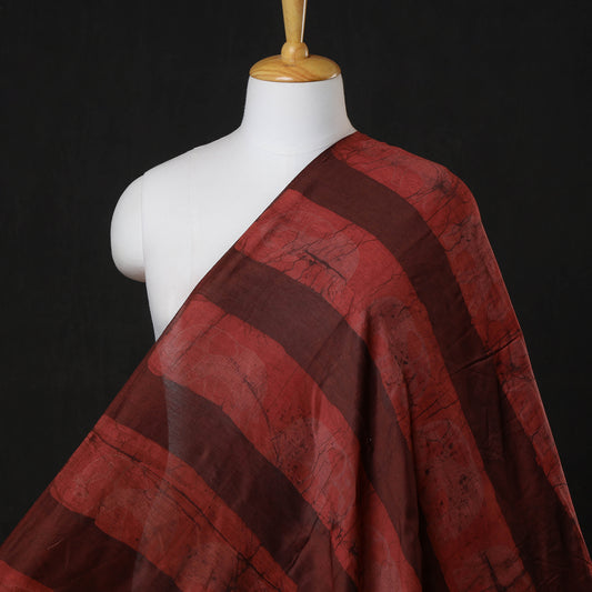 Red - Nui Shibori Tie-Dye Pure Chanderi Silk Fabric