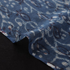 Bagru Indigo Hand Block Print Kota Doria Natural Dyed Cotton Fabric 08