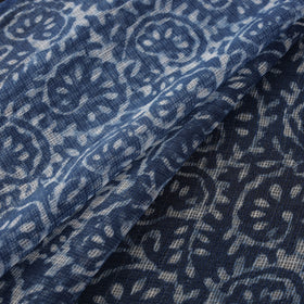 Bagru Indigo Hand Block Print Kota Doria Natural Dyed Cotton Fabric 09