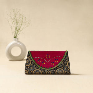 Handcrafted Kutch Ajrakh Flap Leather Clutch / Wallet 21