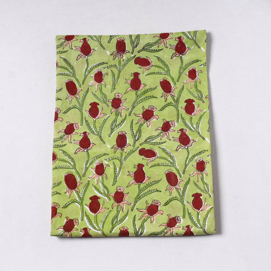 Green - Sanganeri Block Printed Cotton Precut Fabric (1.1 meter) 50