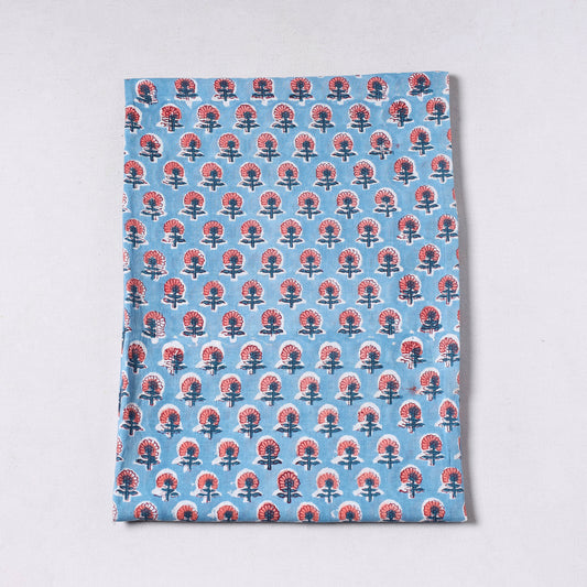 Blue - `  Sanganeri Block Printed Cotton Precut Fabric (0.7 meter) 52
