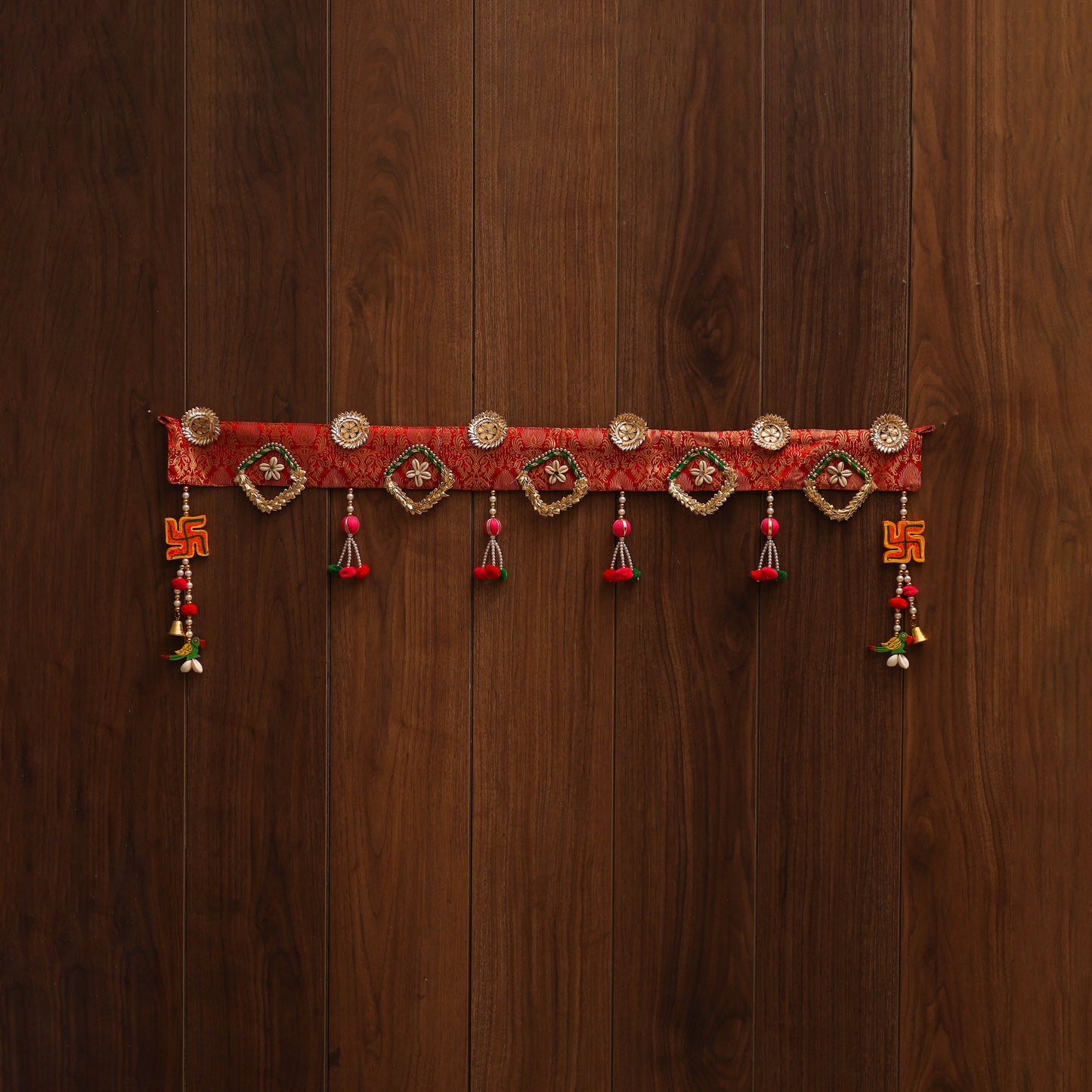 Handmade gota & bead work banarasi fabric toran for home