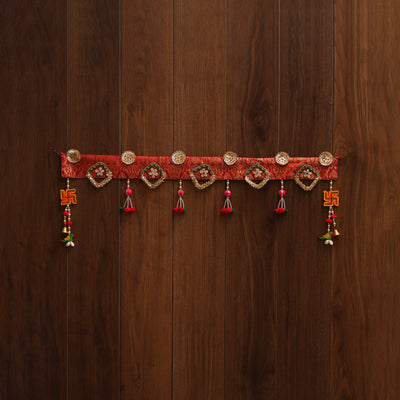 Handmade gota & bead work banarasi fabric toran for home